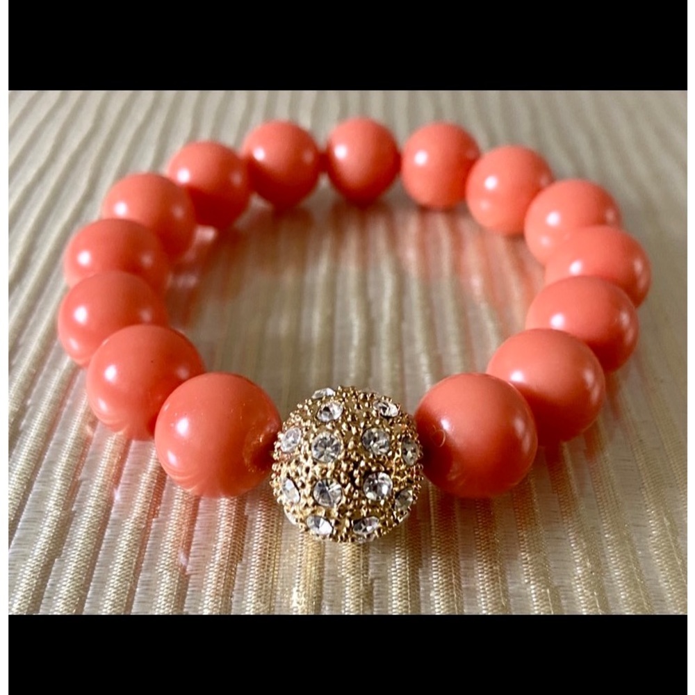 ORANGE STRETCH BRACELET WITH MULTI PAVE RHINESTONES